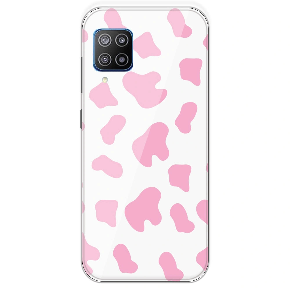 Pink Cow Print - Clear Printed Silicone Case For Samsung Galaxy F12