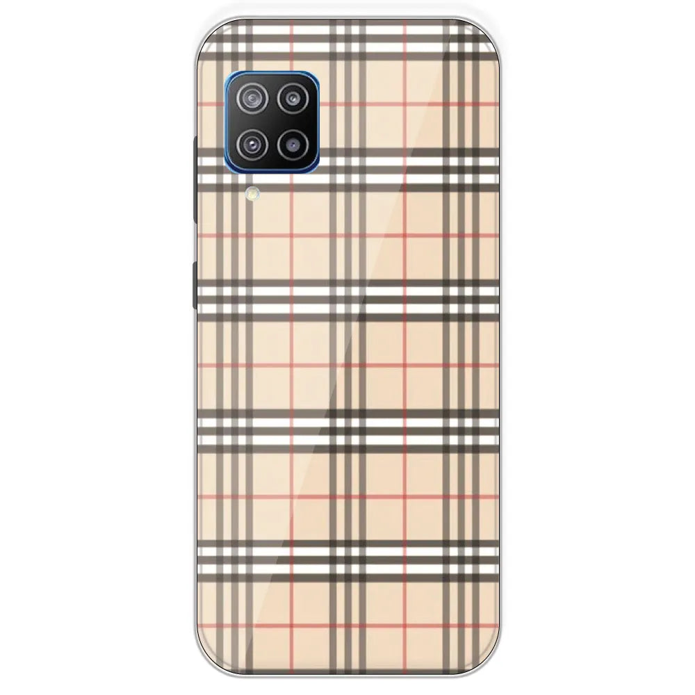 Yellow Checks - Printed Silicone Case For Samsung Galaxy F12