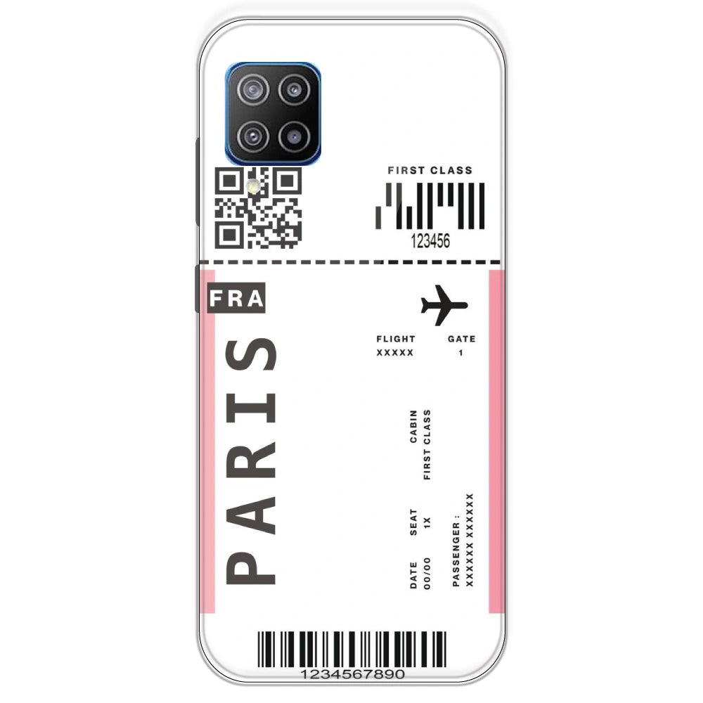 Paris Ticket - Clear Printed Silicone Case For Samsung Galaxy F12