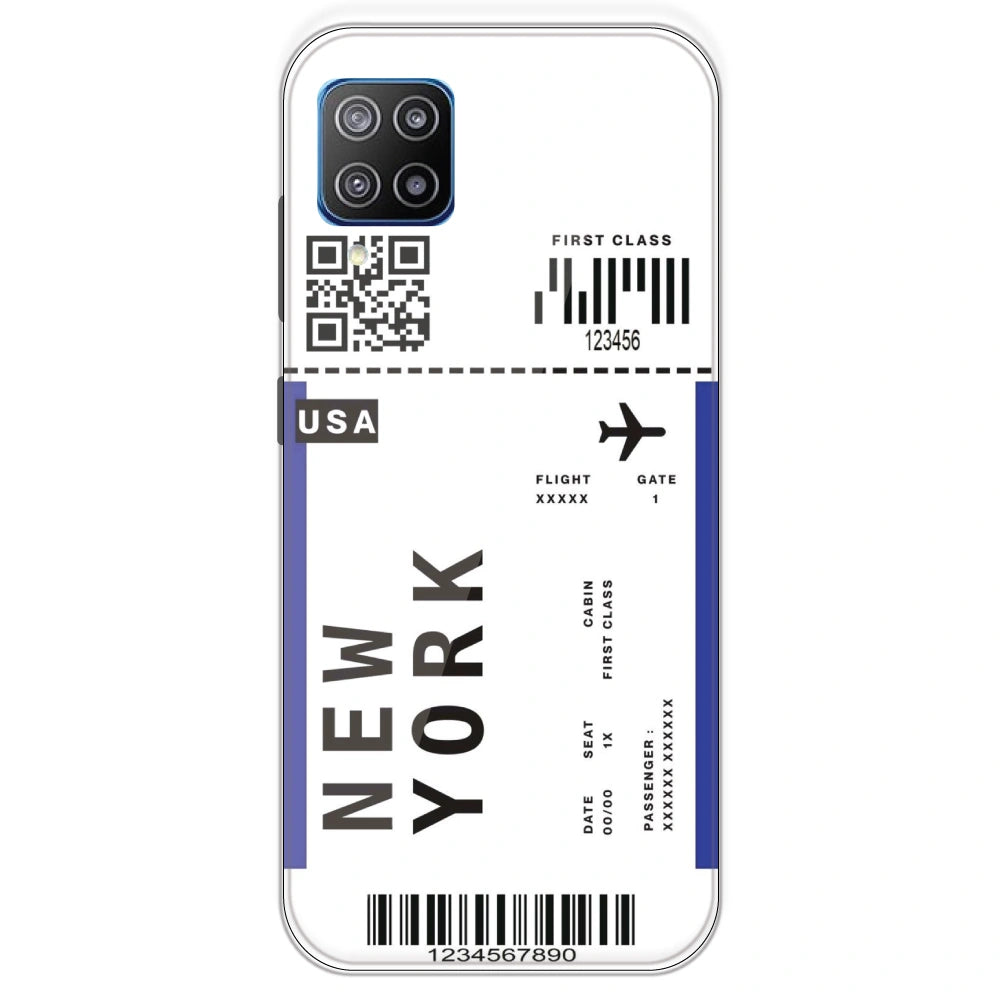New York Ticket - Clear Printed Silicone Case For Samsung Galaxy F12