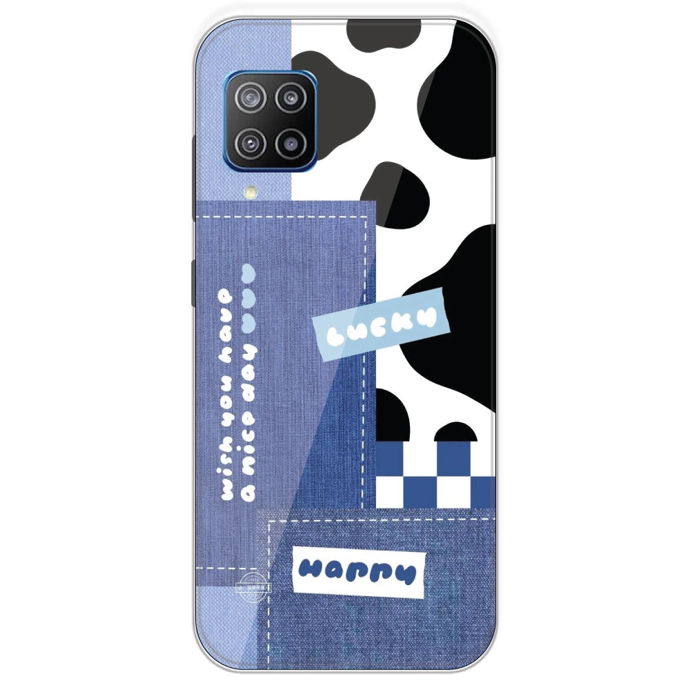 Cow Print Collage - Printed Silicone Case For Samsung Galaxy F12
