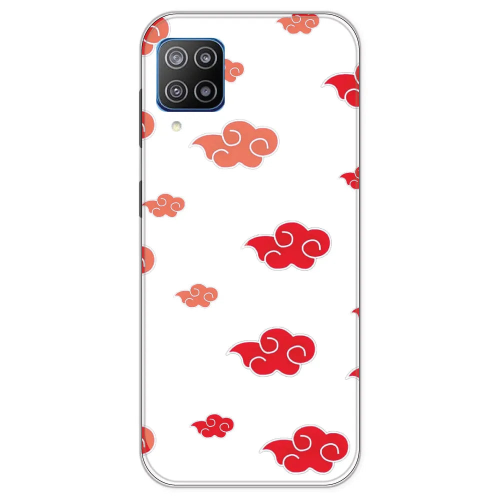 Red Clouds - Clear Printed Silicone Case For Samsung Galaxy F12