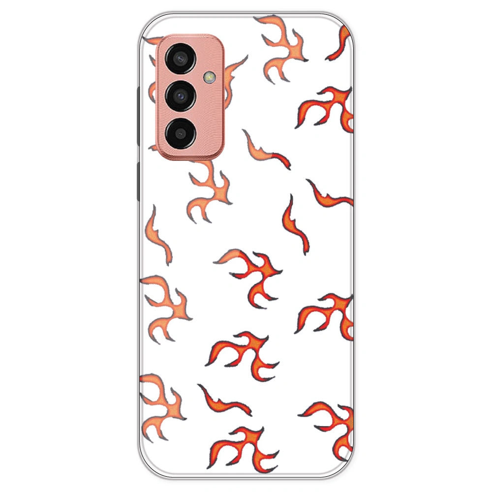 Orange Mini Flames - Clear Printed Silicone Case For Samsung Galaxy F13