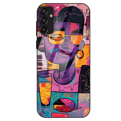 Abstract Neon Portrait - Glass Case For Samsung Galaxy F13