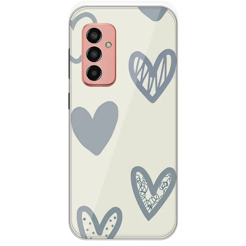 Light Blue Hearts - Printed Silicone Case For Samsung Galaxy F13