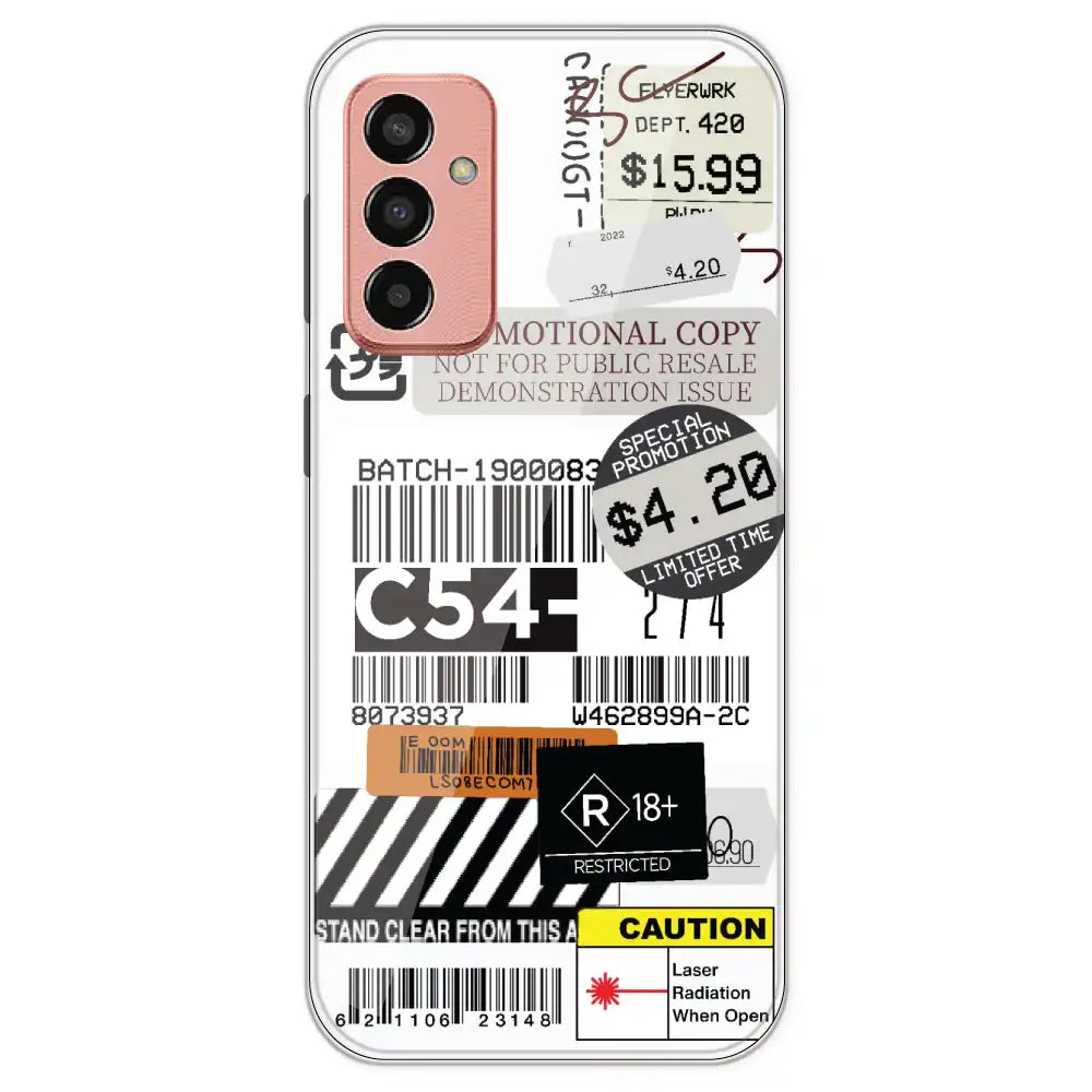 Labels - Clear Printed Silicone Case For Samsung Galaxy F13