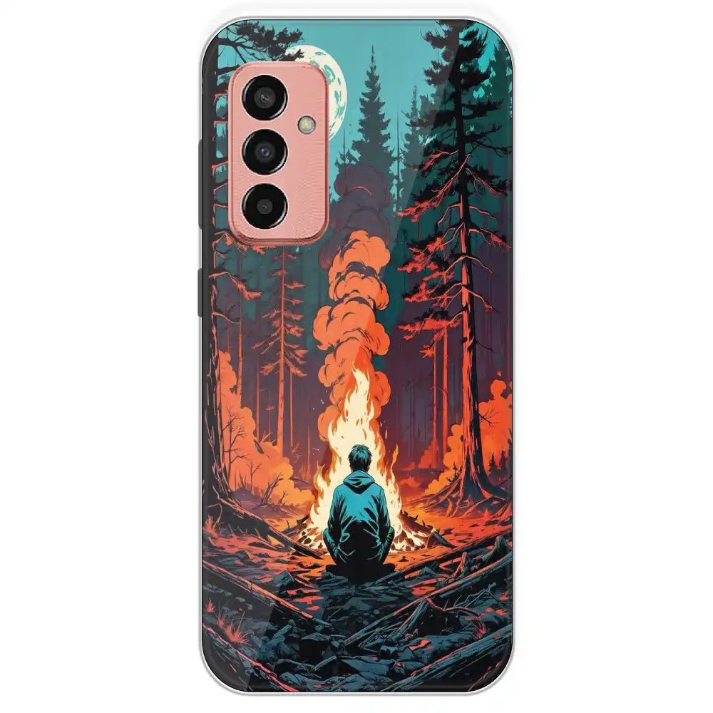 Boy With Camp Fire - Printed Silicone Case For Samsung Galaxy F13