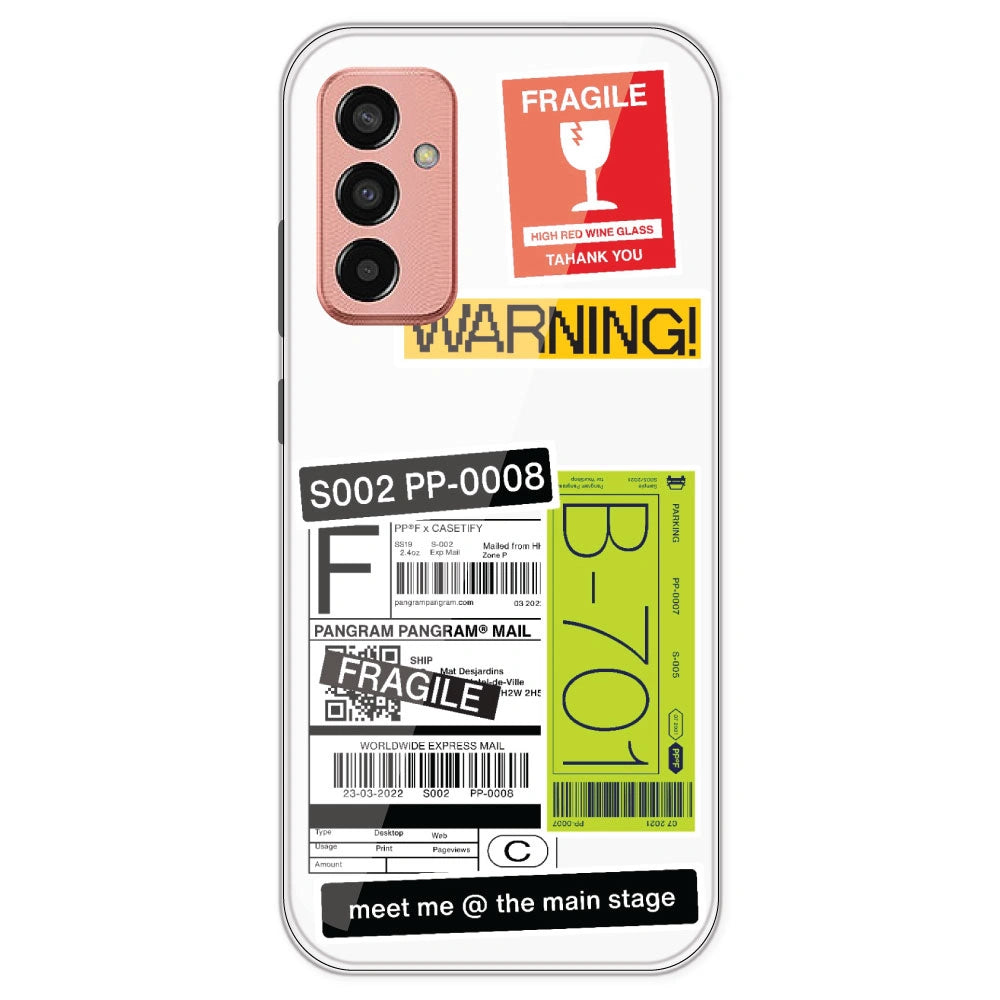 Fragile Labels - Clear Printed Silicone Case For Samsung Galaxy F13