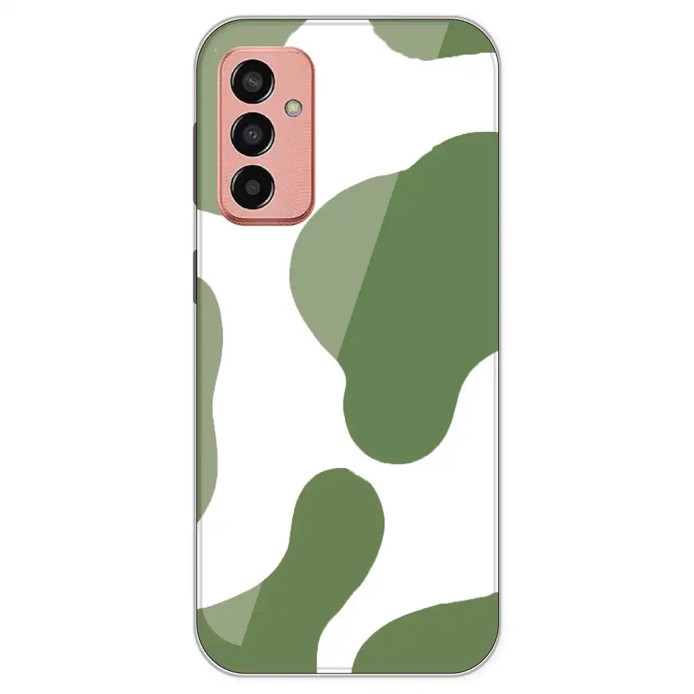Olive Green Cow Print - Clear Printed Silicone Case For Samsung Galaxy F13