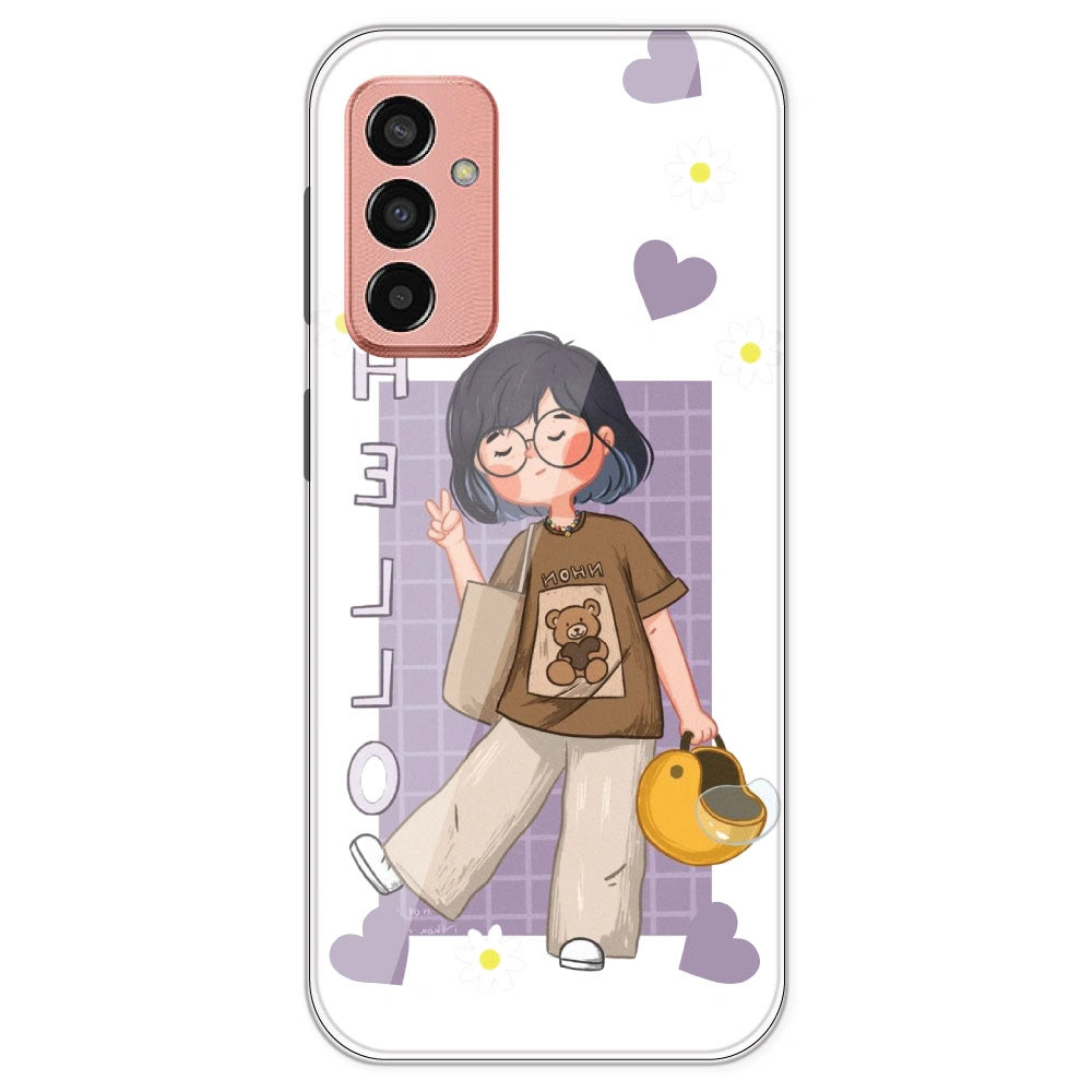 Introvert Girl - Clear Printed Silicone Case For Samsung Galaxy F13