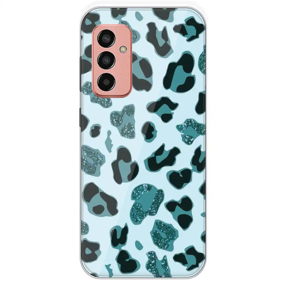 Blue Leopard Glitter Print - Printed Silicone Case For Samsung Galaxy F13