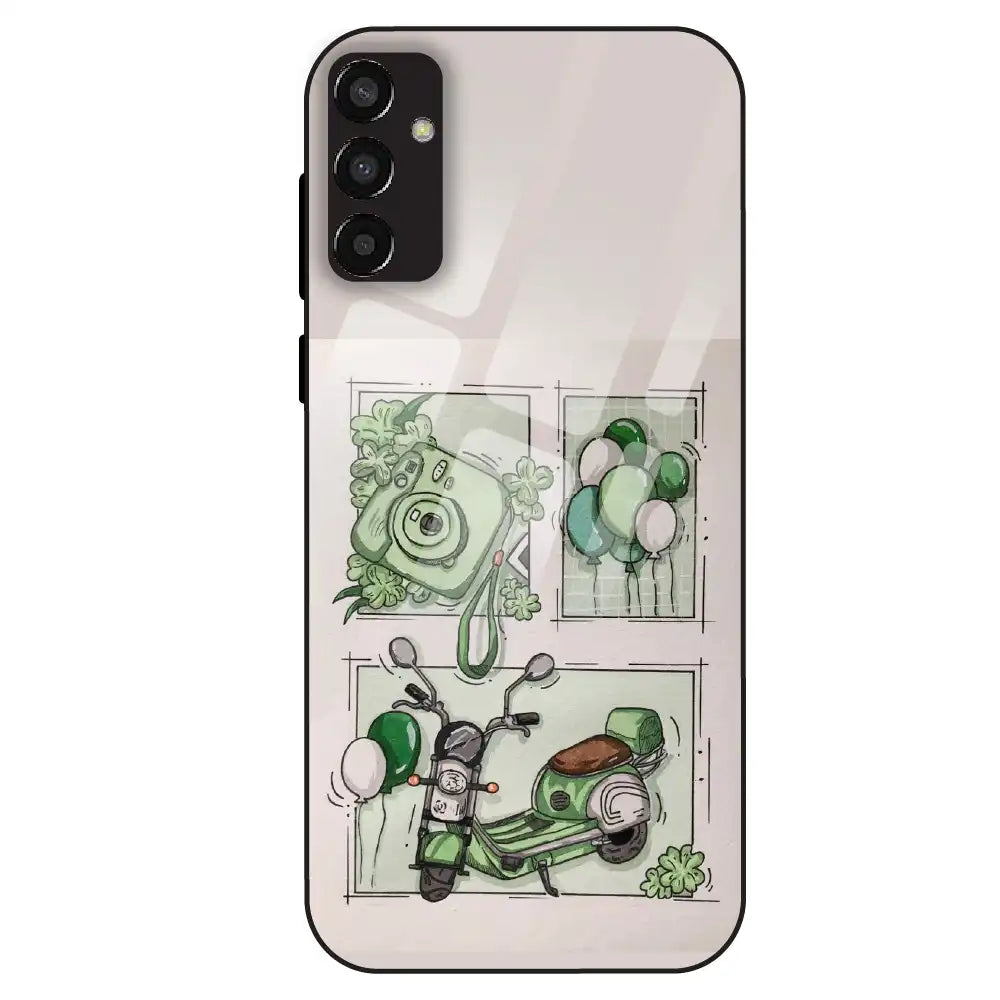 Vintage Green Sketch Aesthetic - Glass Case For Samsung Galaxy F13