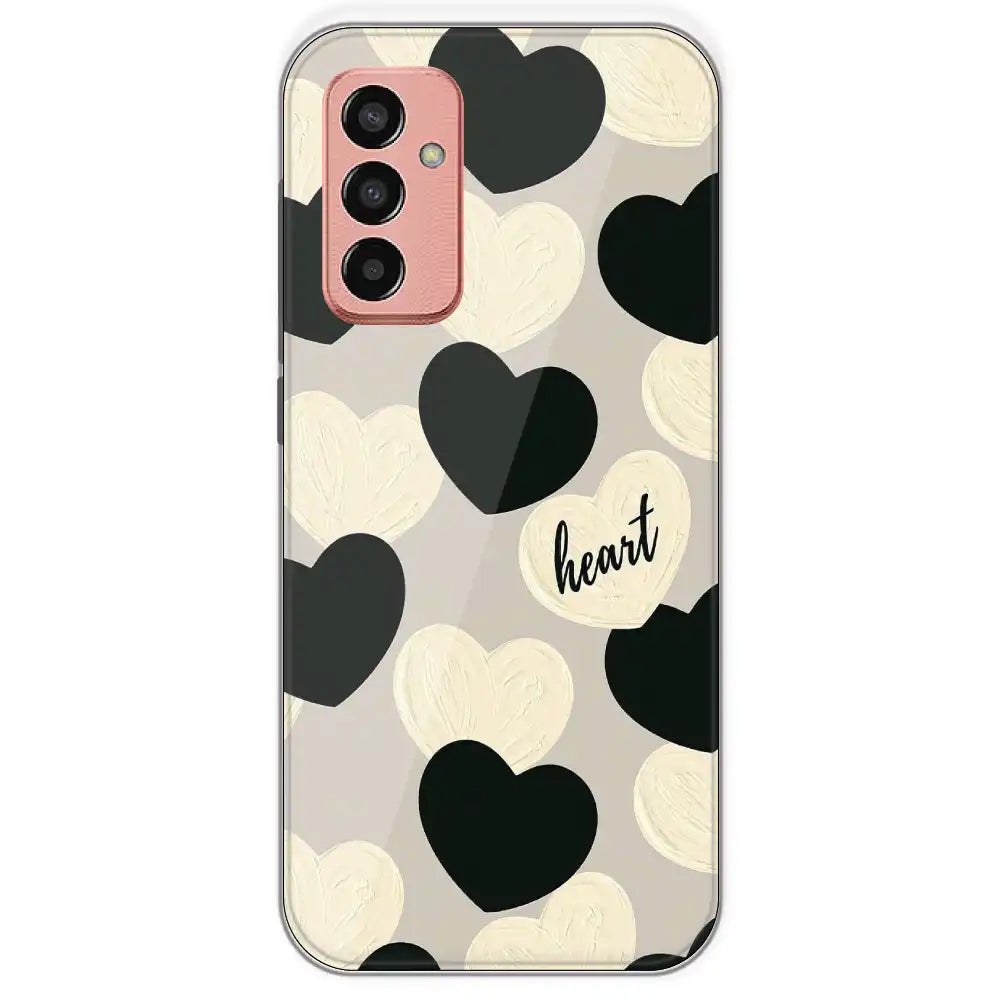Black And White Heart - Printed Silicone Case For Samsung Galaxy F13