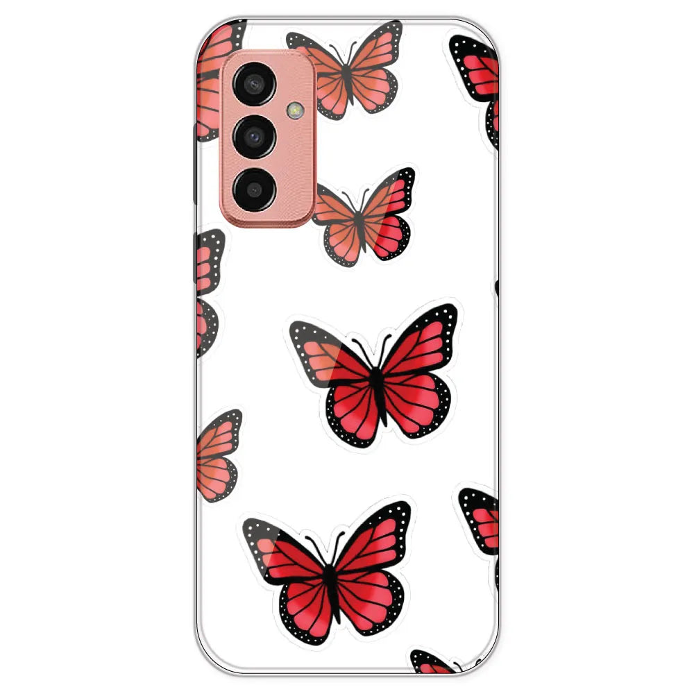 Red Butterfly - Clear Printed Silicone Case For Samsung Galaxy F13