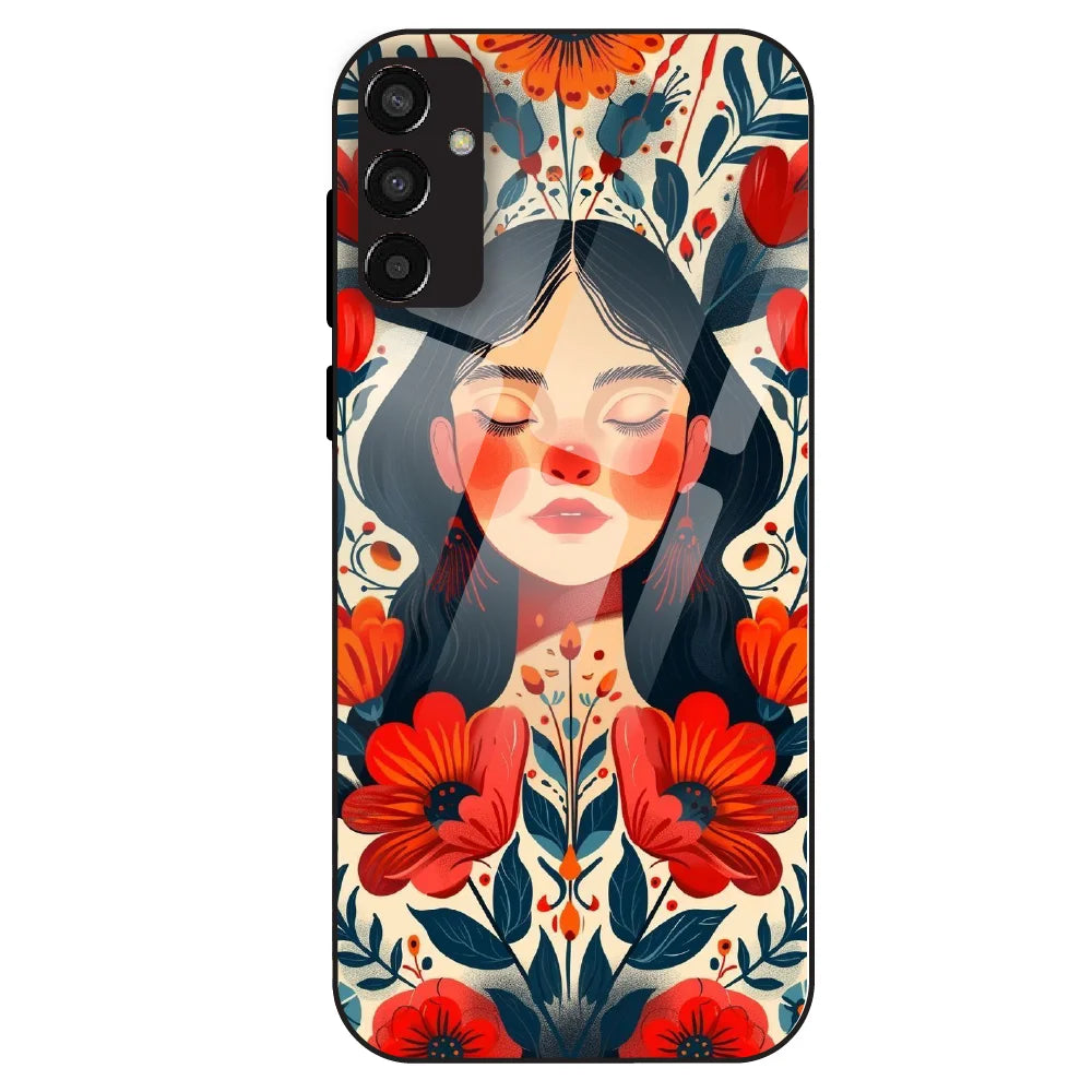 Floral Muse Portrait - Glass Case For Samsung Galaxy F13