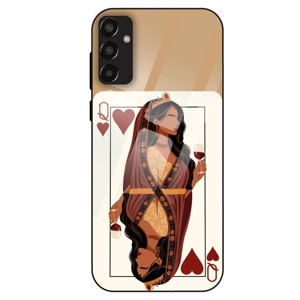 Queen of Hearts Design - Glass Case For Samsung Galaxy F13