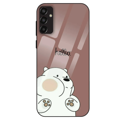 Cute Bear Minimal - Glass Case For Samsung Galaxy F13