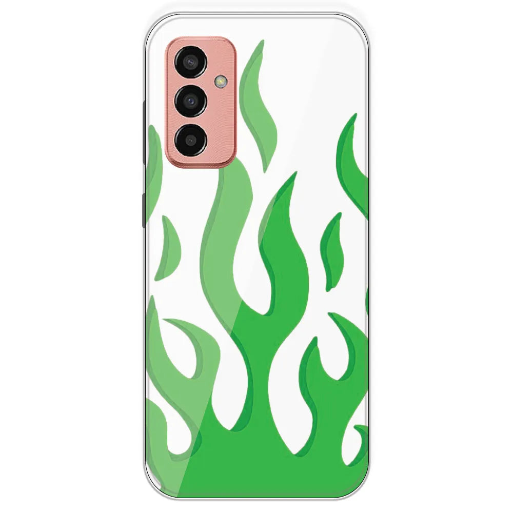 White Aesthetic Flame - Clear Printed Silicone Case For Samsung Galaxy F13