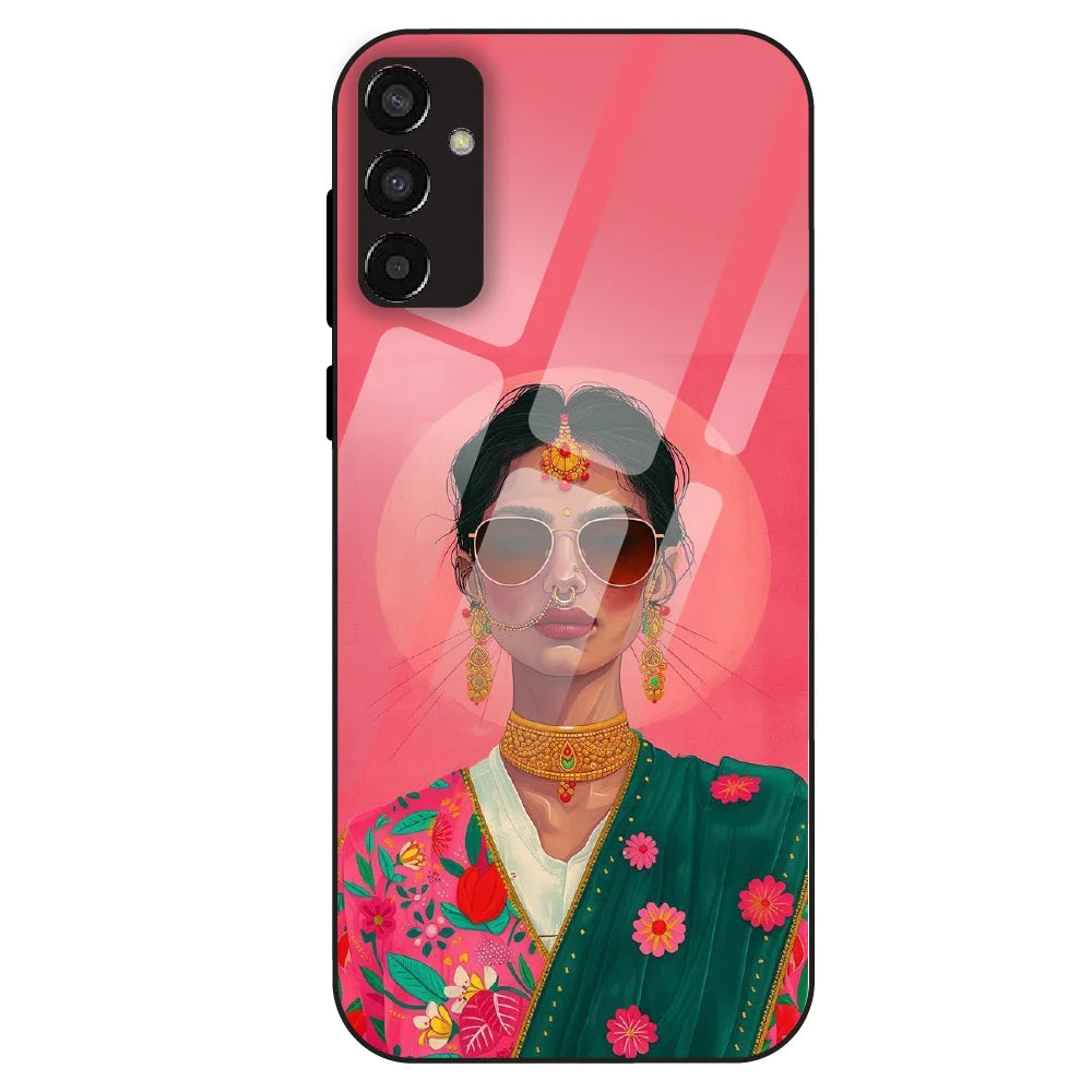 Royal Ethnic Diva - Glass Case For Samsung Galaxy F13