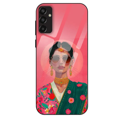 Royal Ethnic Diva - Glass Case For Samsung Galaxy F13