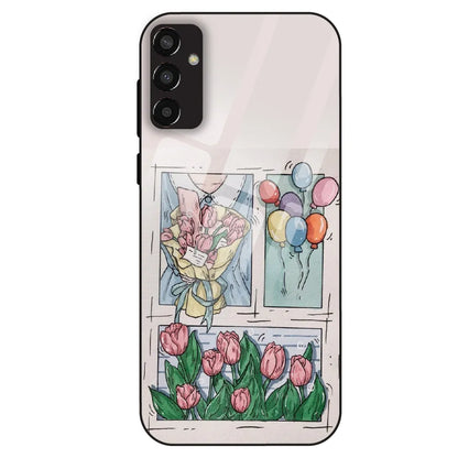 Tulip Aesthetic Sketch - Glass Case For Samsung Galaxy F13