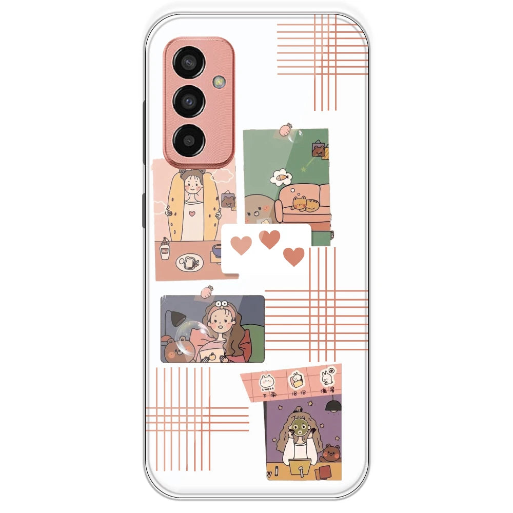 Cute Girl Collage - Clear Printed Silicone Case For Samsung Galaxy F13