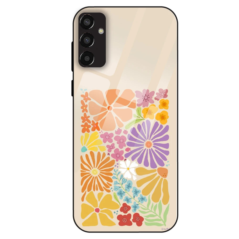 Colorful Floral - Glass Case For Samsung Galaxy F13