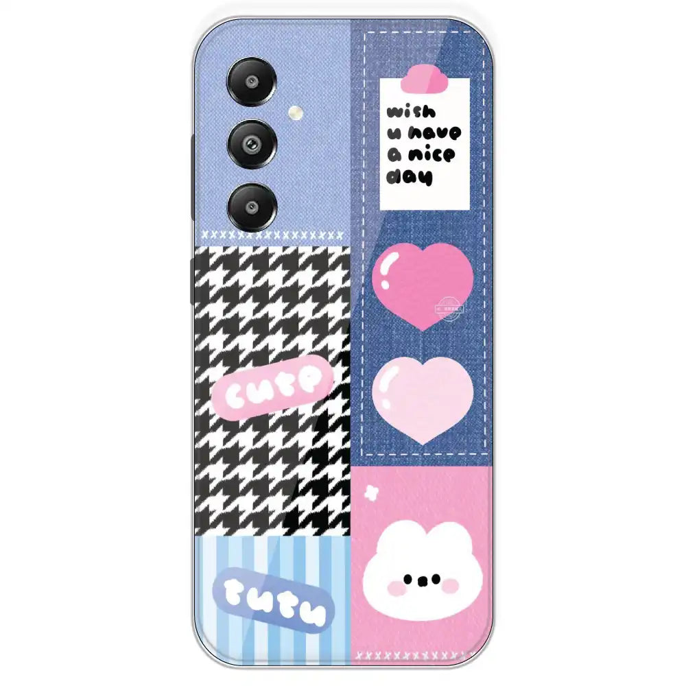 Cute Pink Bear Collage - Printed Silicone Case For Samsung Galaxy F14