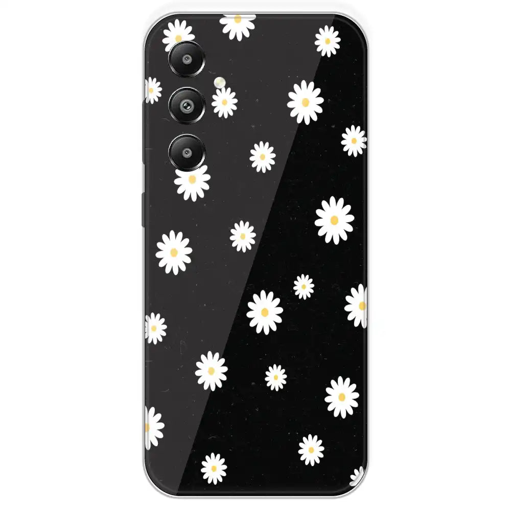 White And Black Flower - Printed Silicone Case For Samsung Galaxy F14