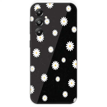 White And Black Flower - Printed Silicone Case For Samsung Galaxy F14