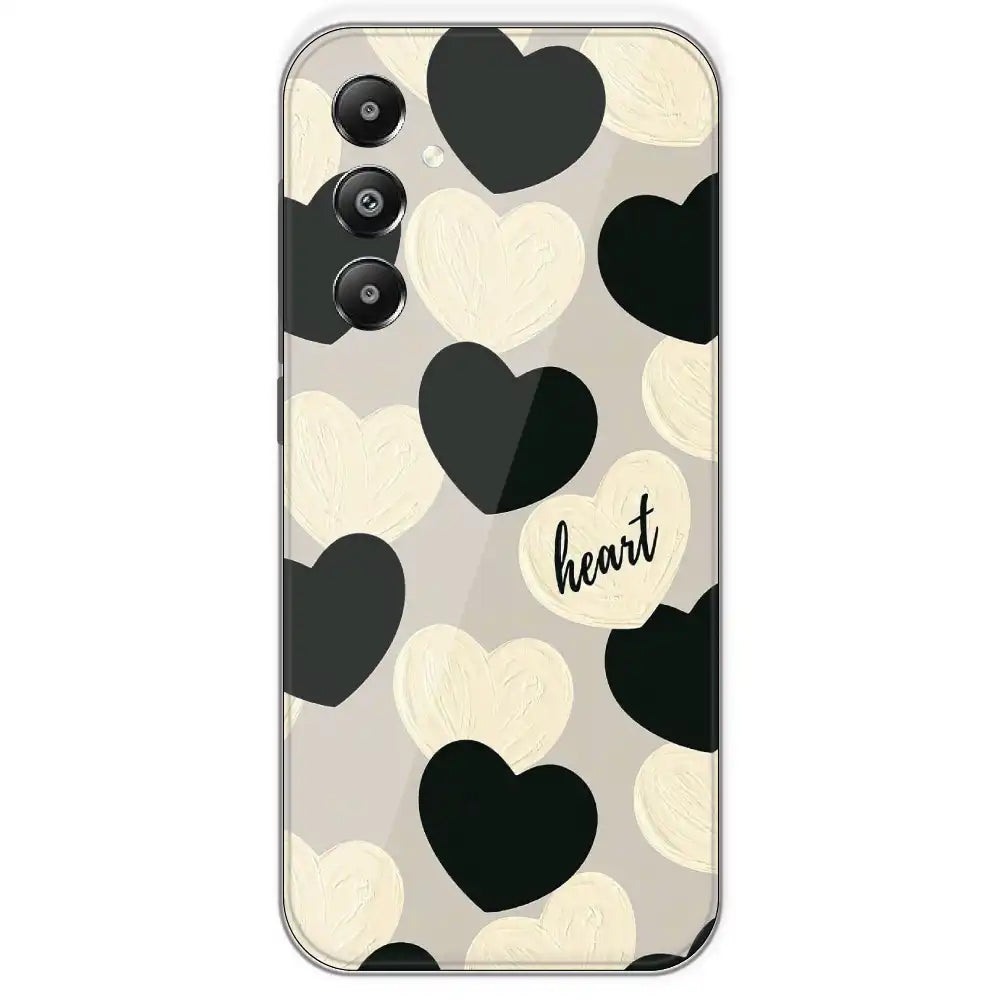 Black And White Heart - Printed Silicone Case For Samsung Galaxy F14