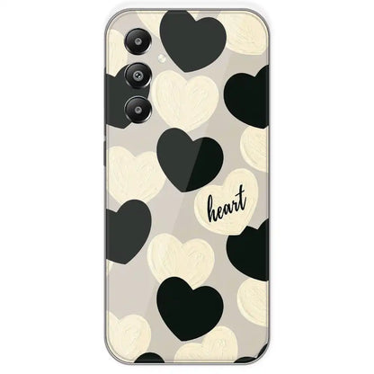 Black And White Heart - Printed Silicone Case For Samsung Galaxy F14