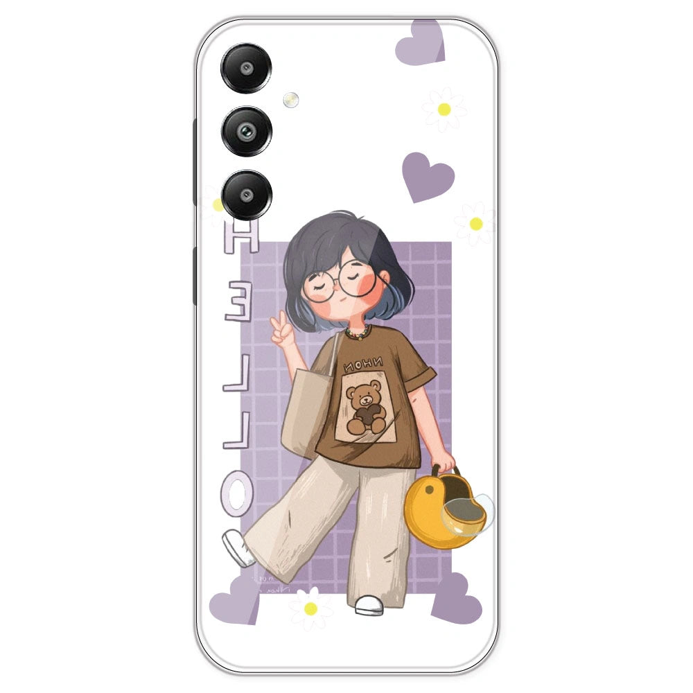Introvert Girl - Clear Printed Silicone Case For Samsung Galaxy F14