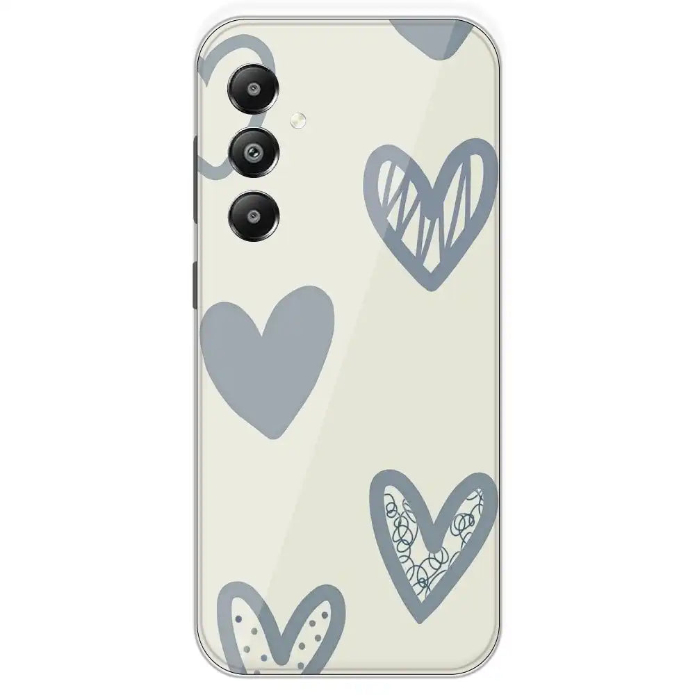 Light Blue Hearts - Printed Silicone Case For Samsung Galaxy F14
