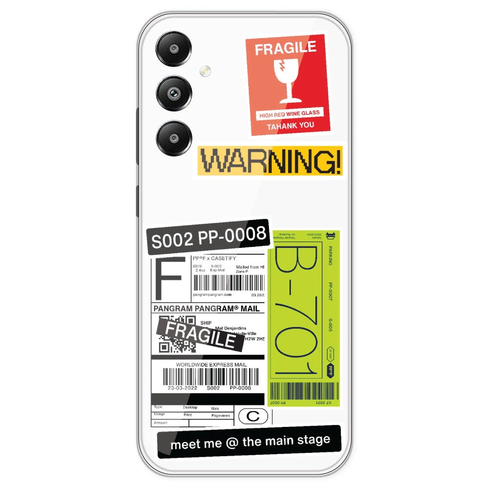 Fragile Labels - Clear Printed Silicone Case For Samsung Galaxy F14