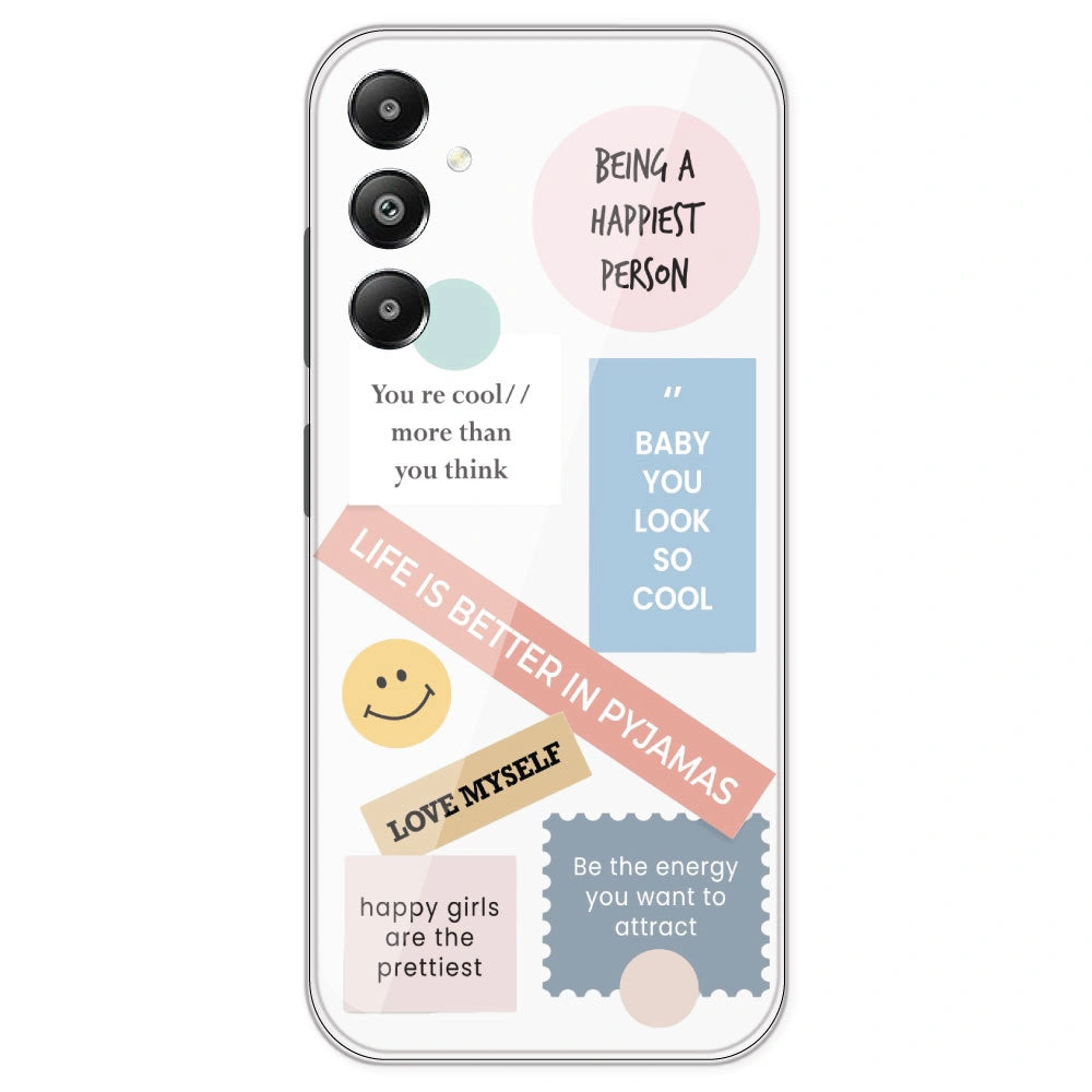 Be Happy - Clear Printed Silicone Case For Samsung Galaxy F14