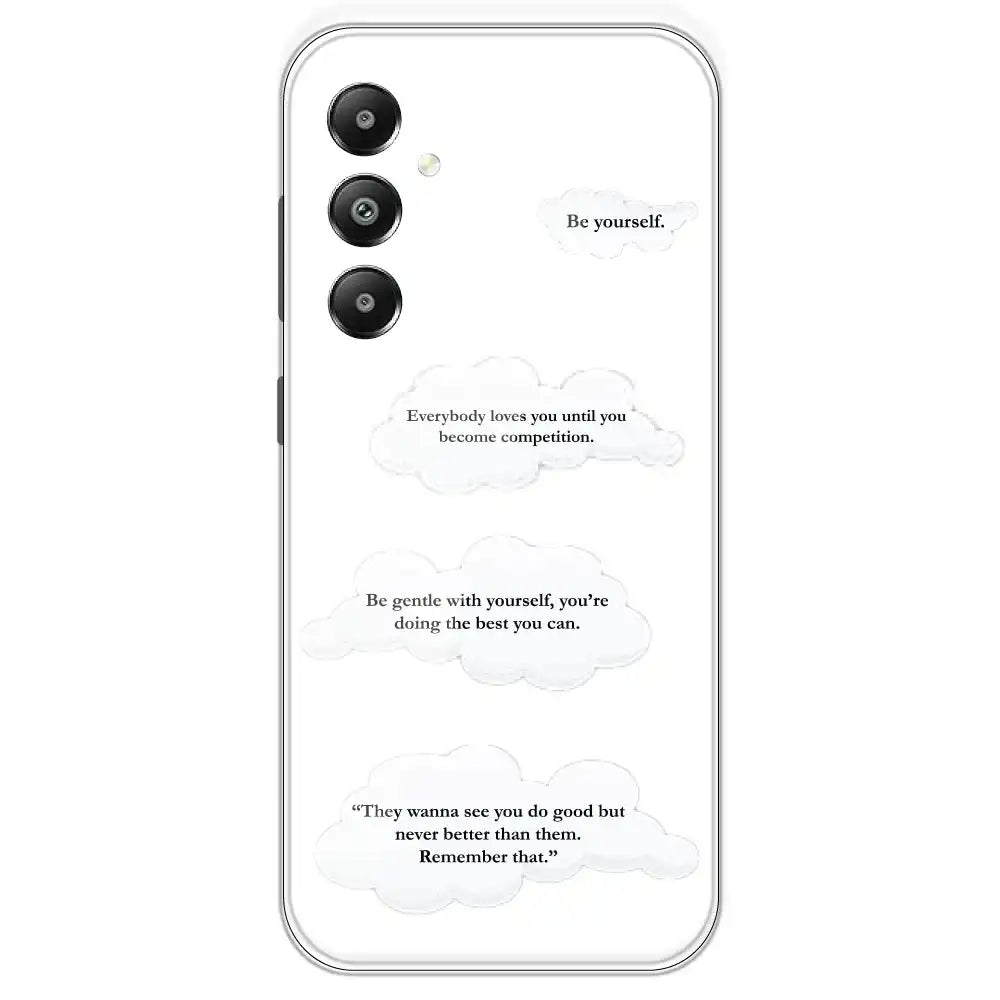 Quotes And Clouds - Clear Printed Silicone Case For Samsung Galaxy F14