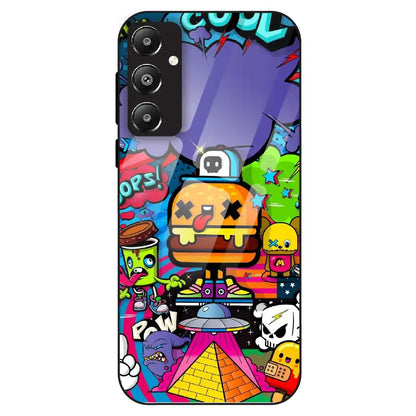Colorful Graffiti Cartoon - Glass Case For Samsung Galaxy F14