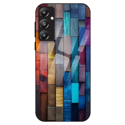 Color Block Wood Texture - Glass Case For Samsung Galaxy F14