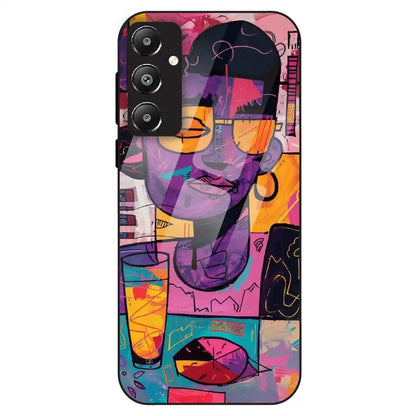 Abstract Neon Portrait - Glass Case For Samsung Galaxy F14