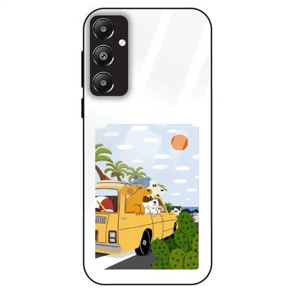 Cute Dog Travel Cartoon - Glass Case For Samsung Galaxy F14