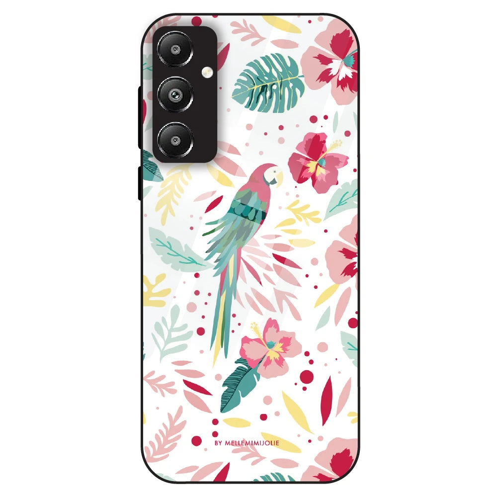 Tropical Parrot Floral - Glass Case For Samsung Galaxy F14