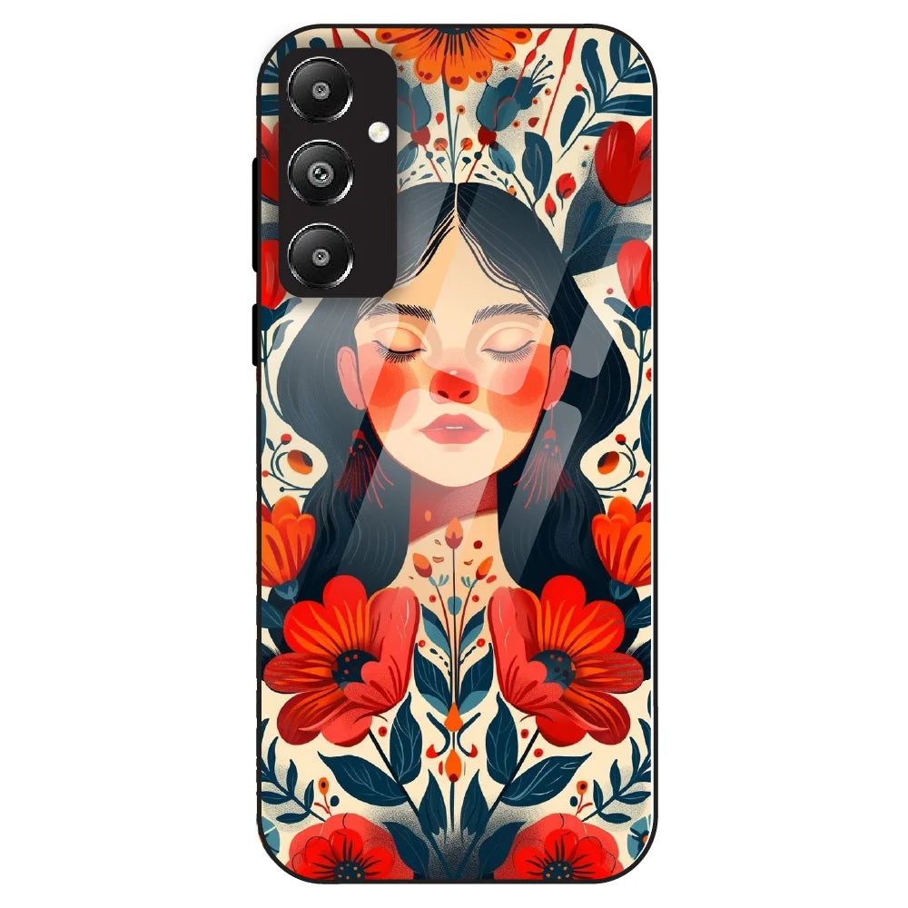 Floral Muse Portrait - Glass Case For Samsung Galaxy F14