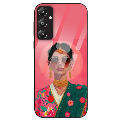 Royal Ethnic Diva - Glass Case For Samsung Galaxy F14
