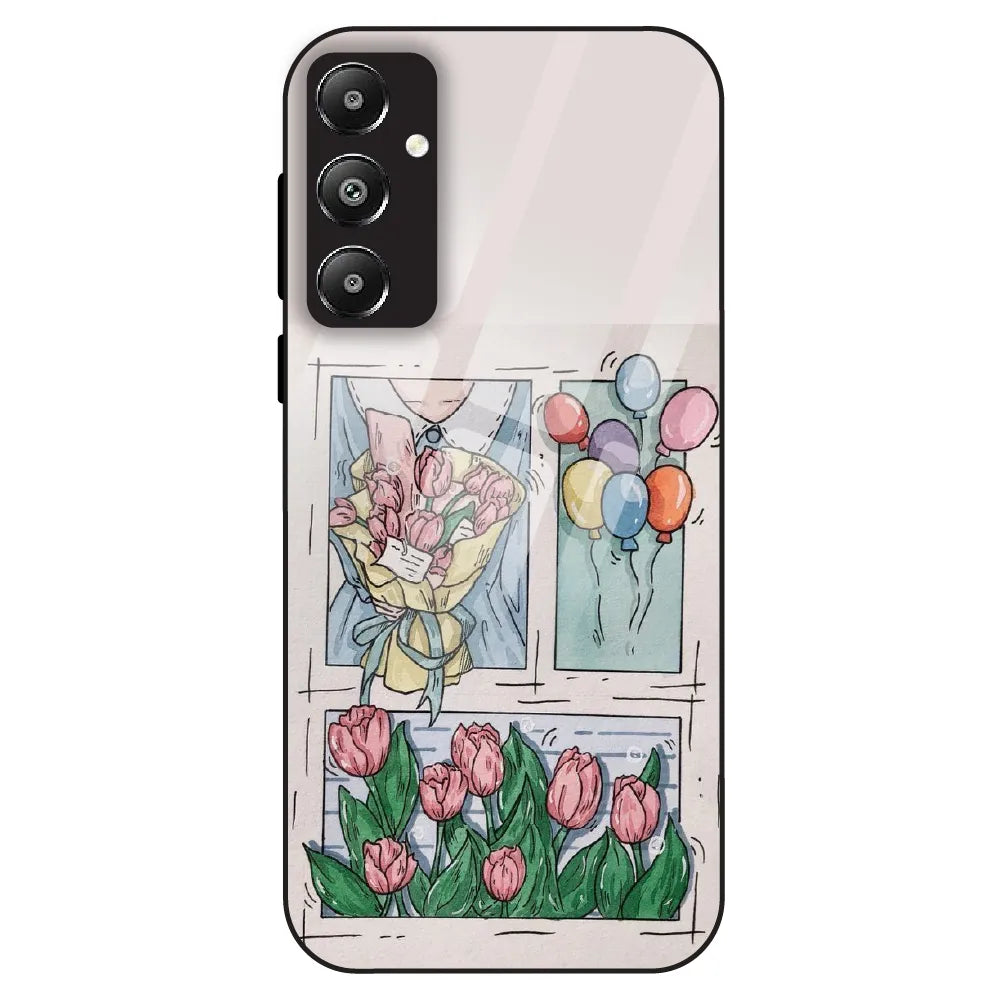 Tulip Aesthetic Sketch - Glass Case For Samsung Galaxy F14