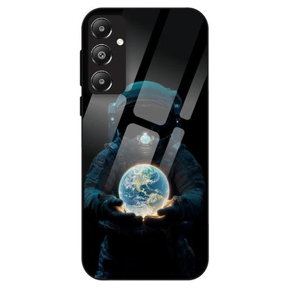 Astronaut Holding Earth - Glass Case For Samsung Galaxy F14