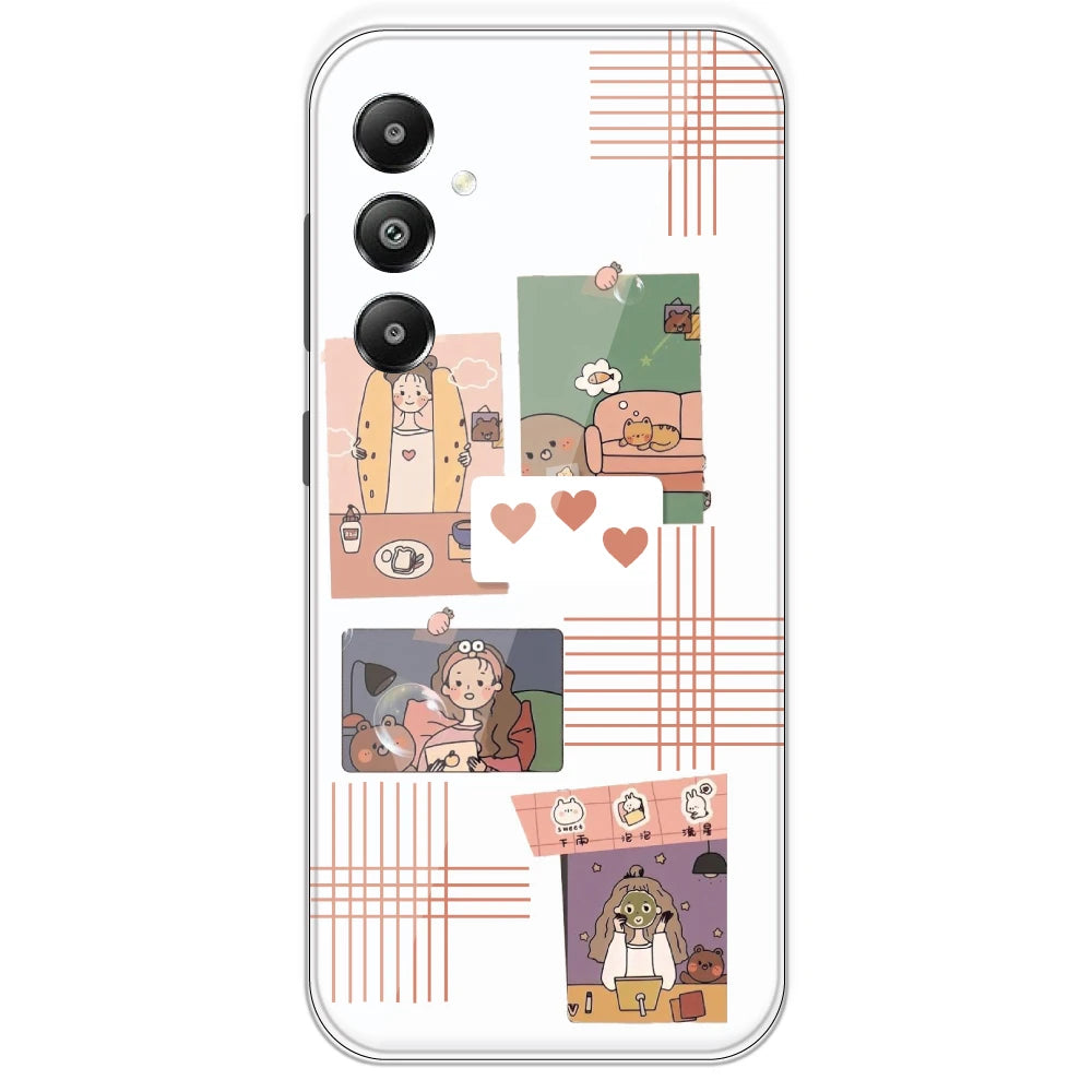 Cute Girl Collage - Clear Printed Silicone Case For Samsung Galaxy F14