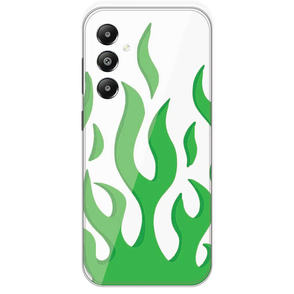 White Aesthetic Flame - Clear Printed Silicone Case For Samsung Galaxy F14