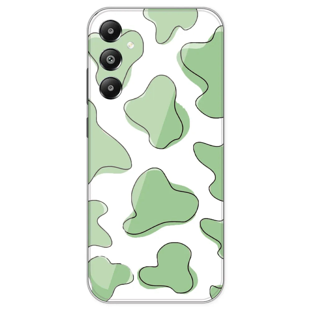 Green Cow Print - Clear Printed Silicone Case For Samsung Galaxy F14