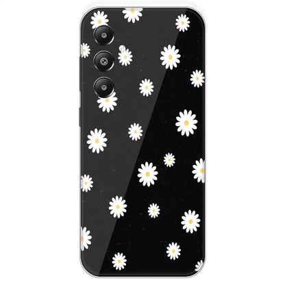 White And Black Flower - Printed Silicone Case For Samsung Galaxy F15